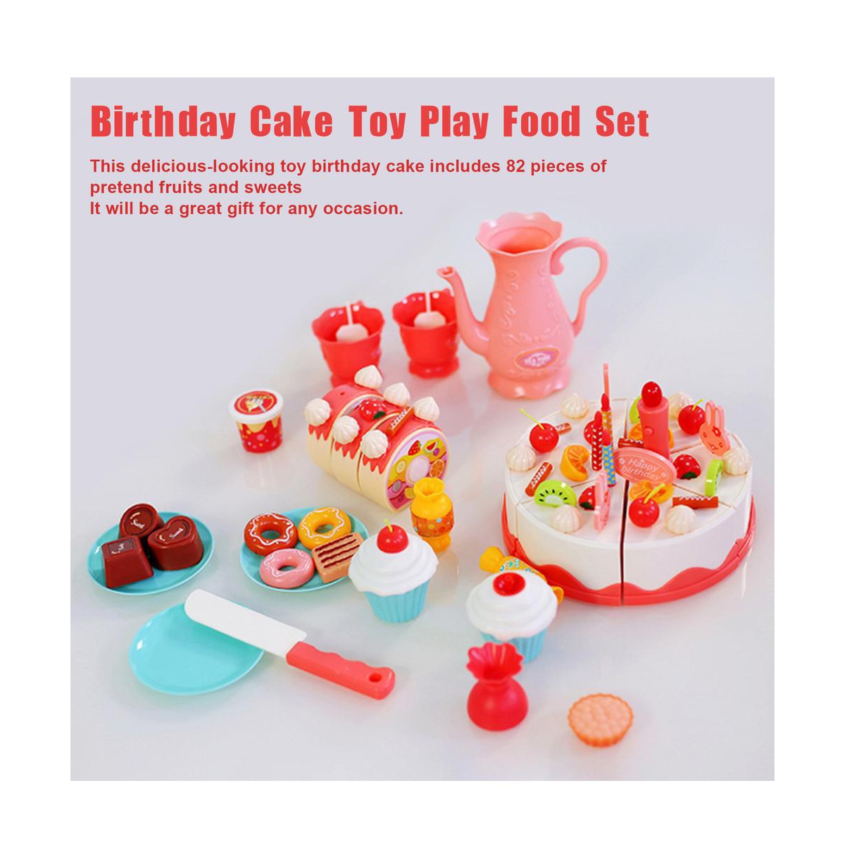 Bruce & Shark 82-Piece Birthday Cake Playset for Kids with Light-Up Candle, Music & Cuttable Cake