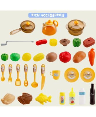 Kids Kitchen Playset with Light, Sound & Spray Functions for Realistic Pretend Play