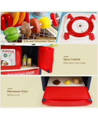 Kids Kitchen Playset with Light, Sound & Spray Functions for Realistic Pretend Play