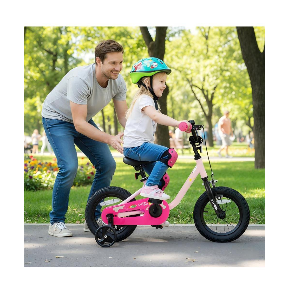 Hongge Kids Adjustable Training Bicycle with Dual Brake System Rubber Tires and Safety Features