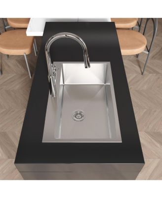 30x19inch Brushed Nickel Stainless Steel Kitchen Sink Single Bowl Overmount Handmade