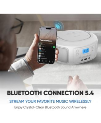 Bluetooth CD Player Boombox, Top-Loading, Dual 2.5" Speakers, FM Radio, USB, AUX, CD-R/CD-RW MP3 Playback