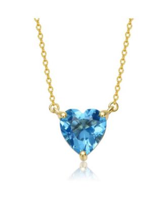 Radiant 14K Gold Plated Blue CZ Heart Pendant Necklace
