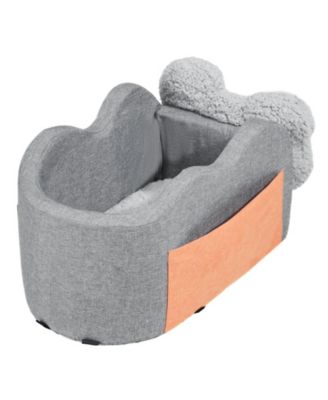 Center Console Dog Car Seat for Small Dogs, Booster for Armrest w/ Clip-On Leash, Adjustable Straps