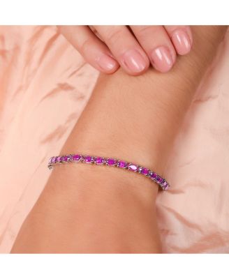 Traditional Natural Oval Topaz Garnet Strand Tennis Bracelet .925 Sterling Silver-7.5 Inch