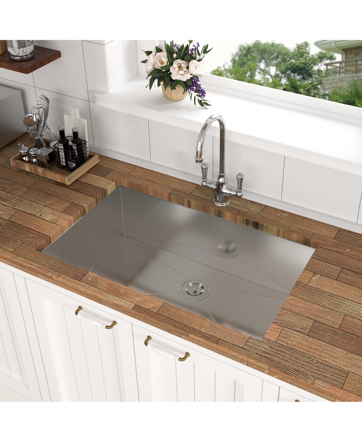 flynama 33x19x9inch Undermount Kitchen Sink Stainless Steel Single Bowl 16 Gauge Deep Basin