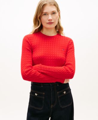 Women's Fine Gauge Cable Crewneck Sweater