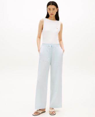 Women's Linen Wide-Leg Pull-On Pants