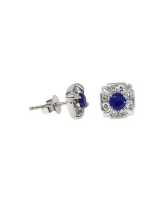 Sapphire (3/8 ct. t.w.) & Diamond (1/3 ct. t.w.) Stud Earrings in 14k White Gold