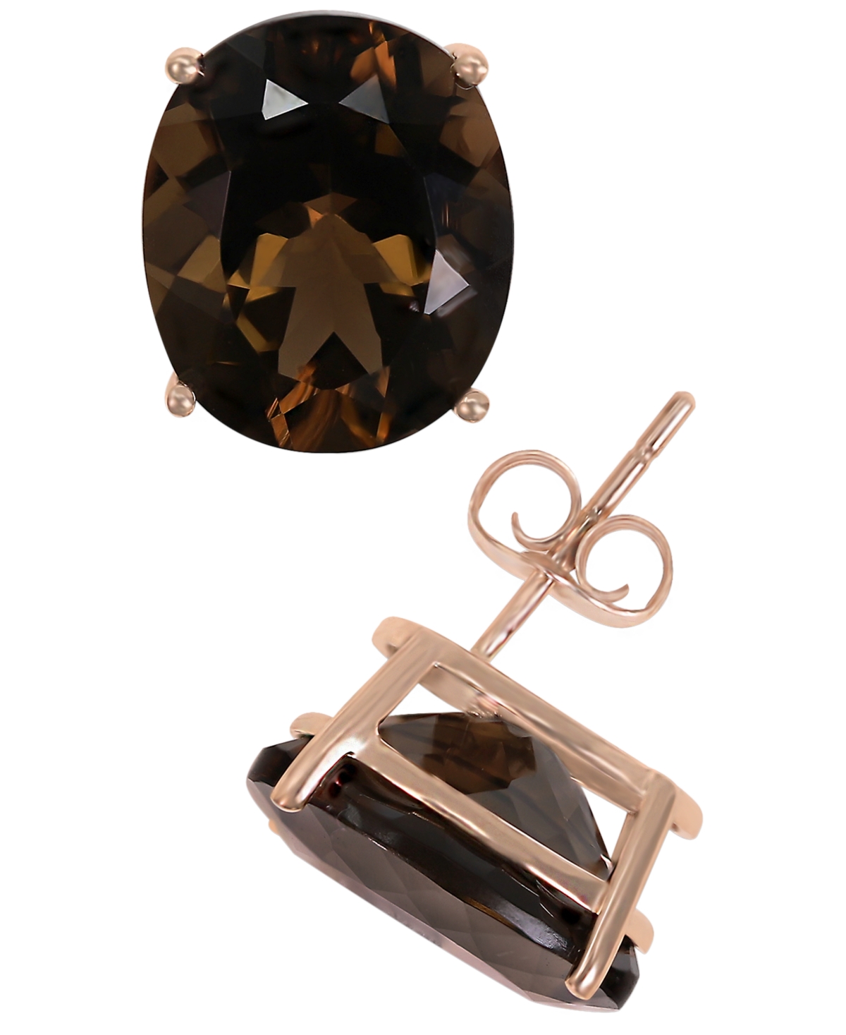 Macy's Smoky Quartz (8 ct. t.w.) Stud Earrings in 14k Rose Gold