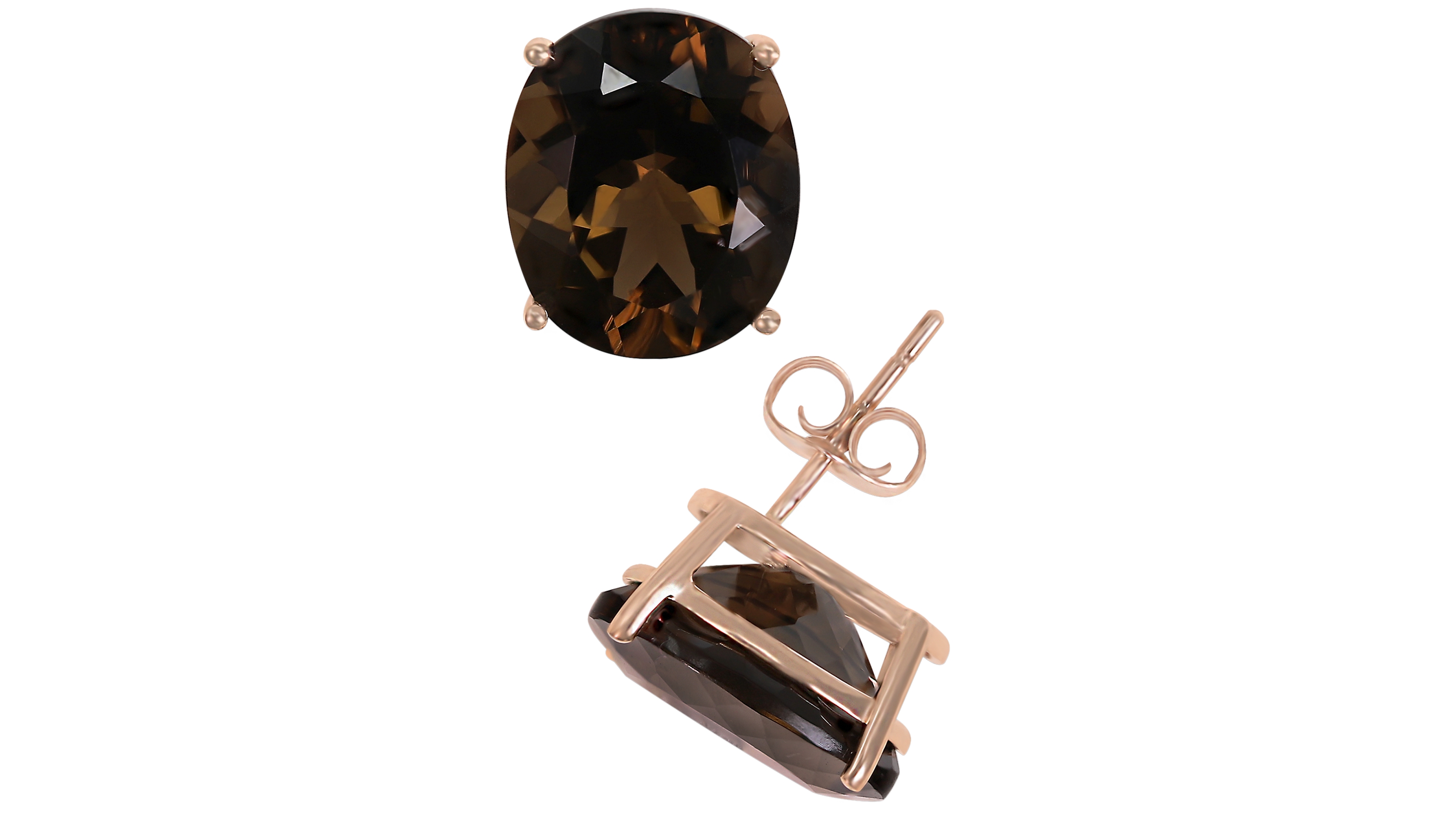 Macy's Smoky Quartz (8 ct. t.w.) Stud Earrings in 14k Rose Gold