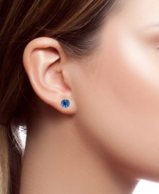 London Blue Topaz (3 ct. t.w.) Stud Earrings in 14k White Gold