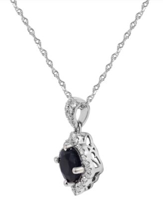 Sapphire (1 ct. t.w.) & Diamond (1/6 ct. t.w.) Pendant Necklace in 14k White Gold