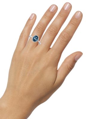 London Blue Topaz (2 ct. t.w.) & Diamond (1/20 ct. t.w.) Ring in 14k White Gold