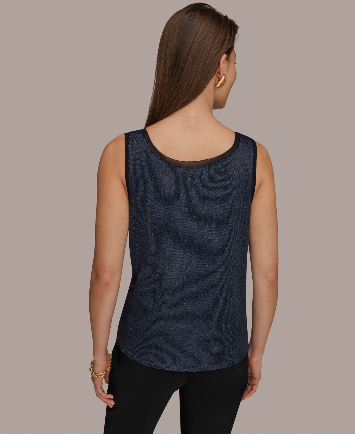 Donna Karan New York Women's Sequin Scoop Neck Sweater