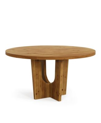 Solid Wood Round Dining Table, 47.2" Farmhouse Kitchen Table for 4-6 People, Kitchen, Living Room, Brown