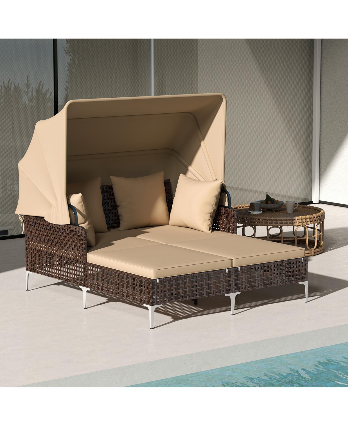 Slickblue Patio Chaise Lounge Chair with 6-Level Adjustable Backrest