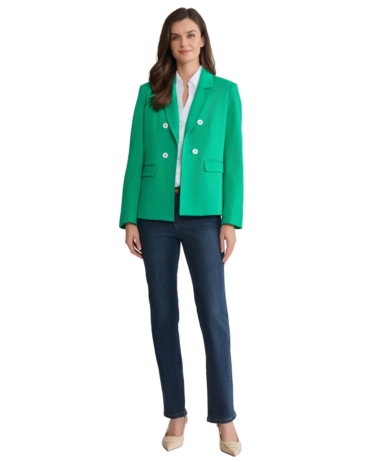 Women's Open Front Faux Double Breasted Blazer