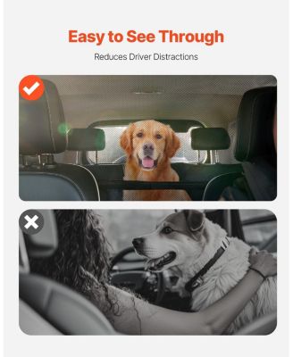 Wide Dog Car Barrier for Front Seats, See-Through Mesh Vehicle Divider, Universal Fit for Sedans, Trucks & SUVs