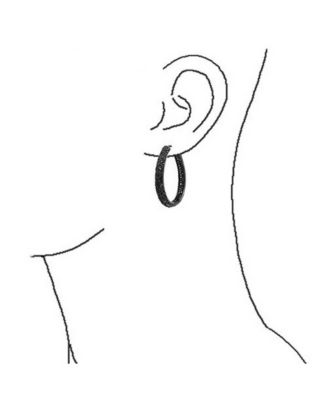 Large Cubic Zirconia Pave CZ Big Oval Black Hoop Earrings Inside Out Design