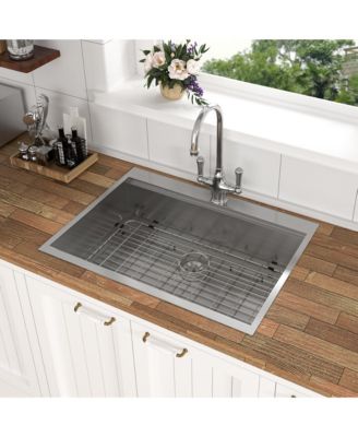 30x22x9inch Drop In Kitchen Sink Stainless Steel Workstation Single Bowl 16  Gauge Topmount