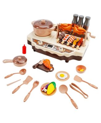 36-Piece Grill & Cook Playset for Kids with Realistic Mist Spray & Sizzle Sound for Pretend BBQ