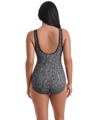 Women's Shirred Zipper One-Piece Swimsuit