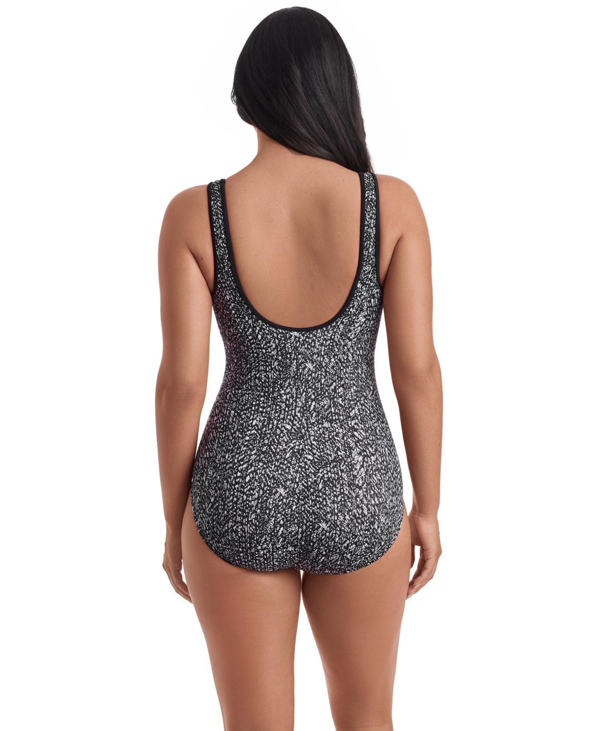 ShapeSolver Women's Shirred Zipper One-Piece Swimsuit