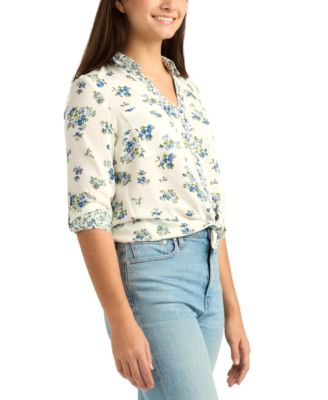 Juniors' Printed Collared Shirt