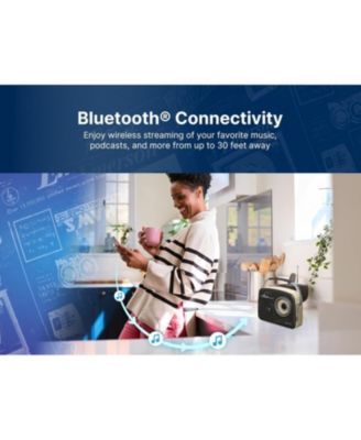 EAS-3002 Portable Bluetooth Speaker Retro Radio with AM/FM Tuner, USB/AUX Inputs