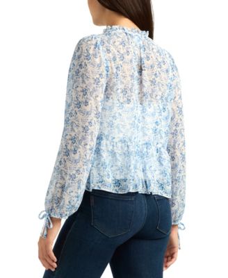 Juniors' Yoryu Printed Long-Sleeve Top