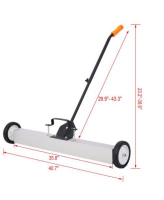 36 Inch Heavy Duty Rolling Magnetic Sweeper with 30LB Capacity and Quick Release