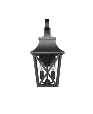 Black Outdoor Wall Lantern, 2-Light Waterproof Modern Sconce with Glass (1-Pack)