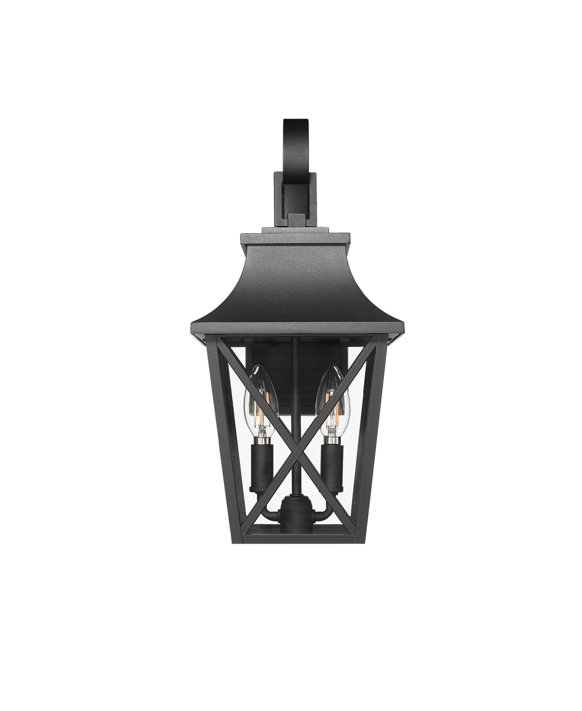 Flynama Black Outdoor Wall Lantern, 2-Light Waterproof Modern Sconce with Glass (1-Pack)