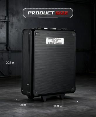 399-Piece Rolling Tool Set with Wheels, Aluminum Case and 4 Drawers, Metric Home and Auto Repair Tool Kit