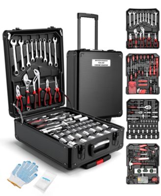 399-Piece Rolling Tool Set with Wheels, Aluminum Case and 4 Drawers, Metric Home and Auto Repair Tool Kit