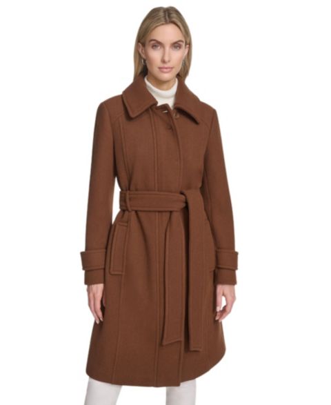 Женские куртки Andrew Marc Women's Lawley Wool Blend Belted Trench Coat