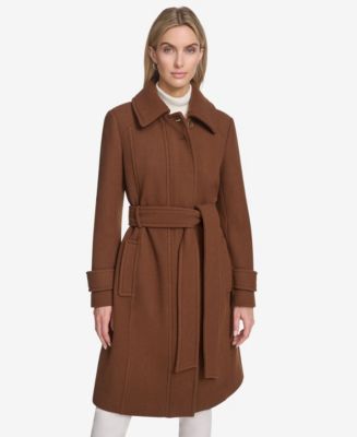 Andrew Marc Women's Lawley Wool Blend Belted Trench Coat - Macy's