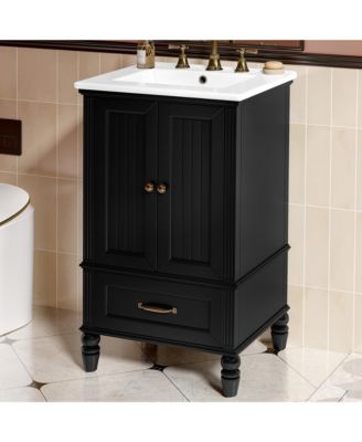 20 in. Bathroom Vanity Bathroom Cabinet with Sink, Two Doors, Magnetic Door Stopper and Adjustable Foot Pads