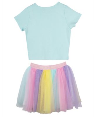 Girls' 4T-6X Printed Short-Sleeve T-Shirt and Skirt, 2-Piece Set