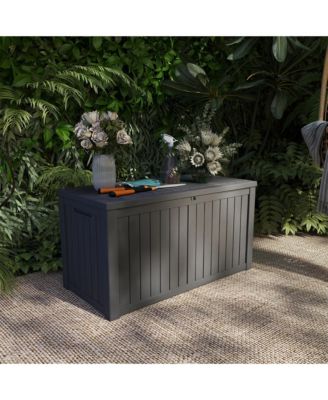 190 Gallon Patio Waterproof Resin Deck Box Lockable Outdoor Storage Garden Tools