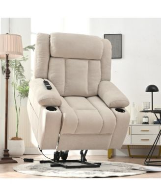 Power Lift Recliner Chair for Elderly, Fabric Lift Chairs for Living Room w/ Extended Footrest, Classic Single Sofa