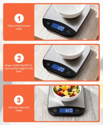 Stainless Steel Kitchen Food Scale with LCD Display & USB Rechargeable