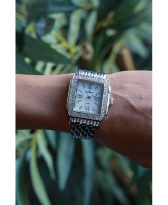 Women's 36X30mm Silver Tank Bracelet Watch Panther Link Bracelet
