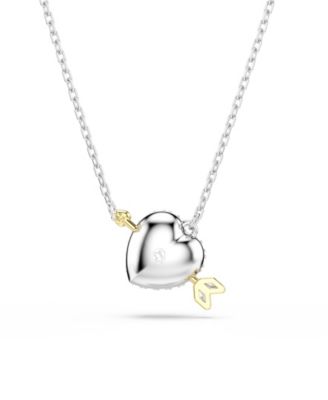 Mixed Cuts, Heart, White, Mixed Metal Finish Idyllia Pendant Necklaces