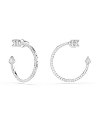 Mixed Cuts, Arrow, White, Rhodium Plated Idyllia Hoop Earrings