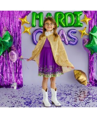 Toddler Girls Mardi Gras Confetti Short Sleeve Tutu Dress