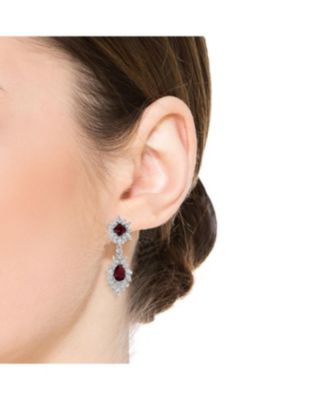 Sterling Silver Two Stone Cubic Zirconia Dangling Earrings