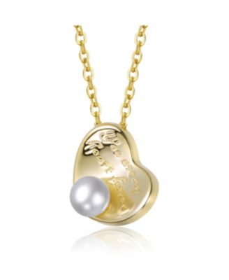 14K Gold Plated with Mother of Pearl Heart Design Pendant Necklace Engraving: “You are my heart forever”