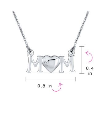 Inspirational Message Words MOM Heart Pendant Mother Necklace Sterling Silver
